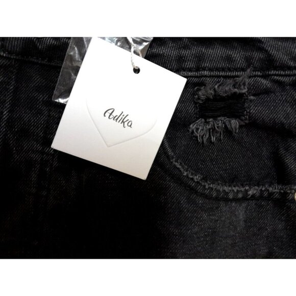 New Adika Distressed Button-Fly Shorts Black Size L - Picture 5 of 6